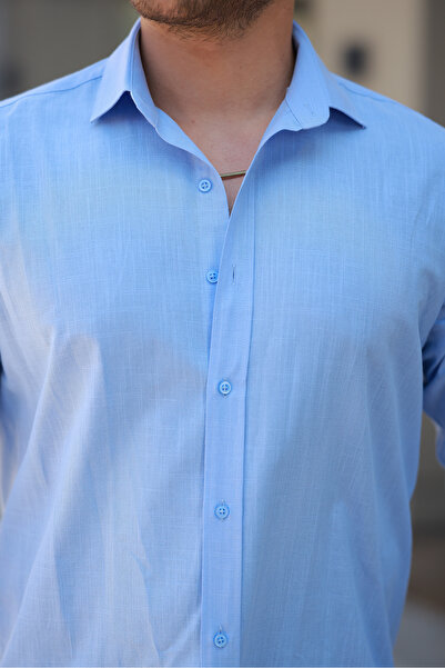 VELNO Blue Linen Shirt