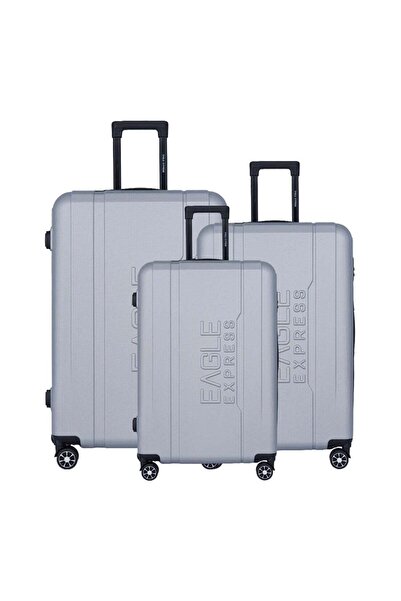 EAGLE EXPRESS PATRON ABS HARD TROLLEY 20,24,28 Inch 3 Piece Set SILVER