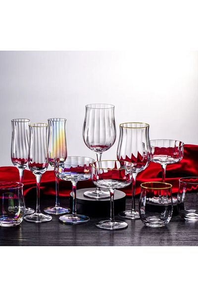 LUXXO Set 6 Crystal Wine Glasses, Incanto, 400ml