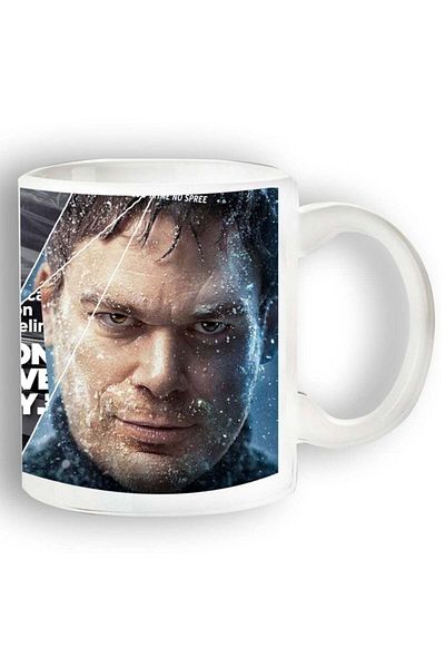 Story of candle Ceramic Mug with 'Dexter' Series Design in White, Three Faces