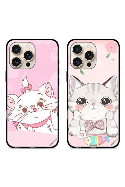 Covernex حافظتان واقيتان لهاتف Apple iPhone 16 Pro، بتصميم قطة وسمكة قطة