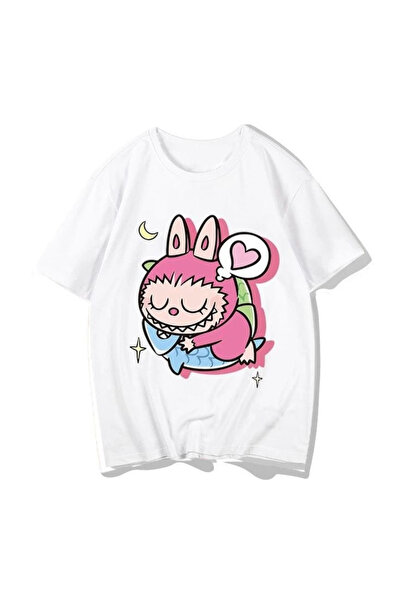 LAYORA تي شيرت بأكمام قصيرة وياقة دائرية وطبعة. تي شيرت أساسي مطبوع من Labobo.