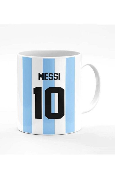 Story of candle Ceramic Mug with 'Messi Shirt' Design in White