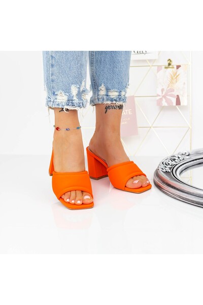 mei Papuci Dama cu Toc gros 2LE12 Portocaliu