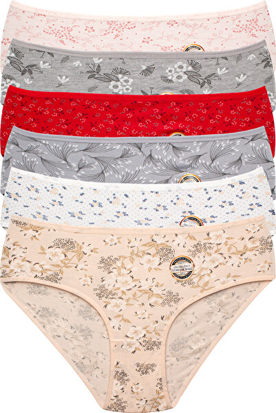 Meren Underwear 6 قطع من قماش الفسكوز المنقوش، سراويل داخلية نسائية منقوشة نا...