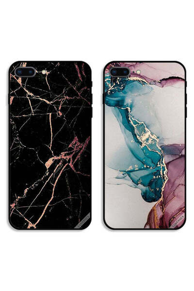 Covernex Two Cases For Apple iPhone 7 Plus Protective Covers Cracked Marble P...