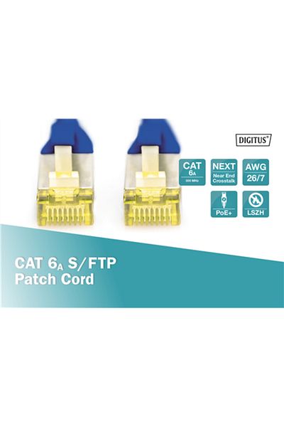 Digitus Cablu Cross CAT 6a SFTP RJ-45 0.5m Albastru