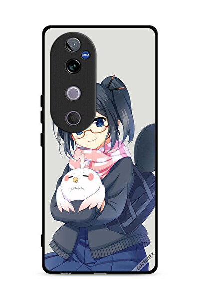 Covernex غطاء حماية لهاتف Vivo V40 5G برسومات فتاة تحمل حيوانًا أليفًا