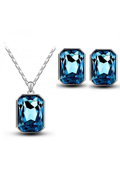 Kelan Set bijuterii Saphir Royal – eleganță cu cristale Big Blue Royal, placat cu argint S925