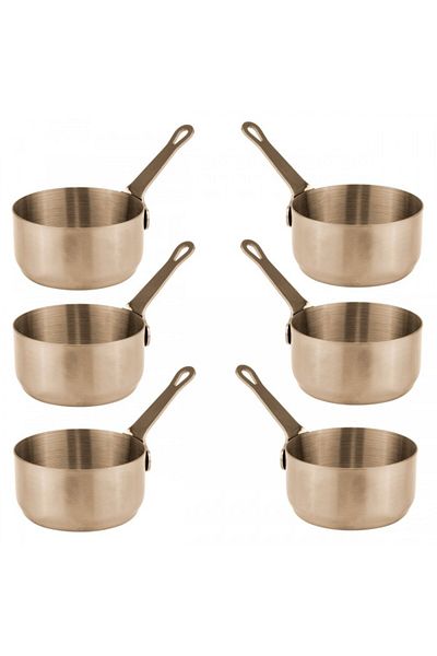 Culinaro Set of 6 sauce pots with stainless steel handle 80ml, 6.2xh3cm, copper