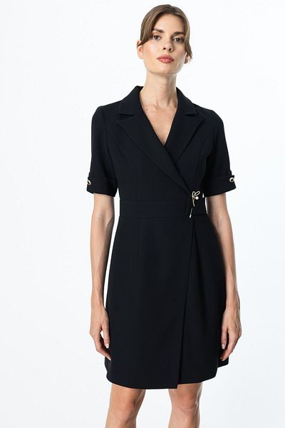 Ekol Midi Length Dress with Metal Accessories at the Waist