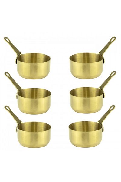Culinaro Set of 6 sauce pots with stainless steel handle 80ml, 6.2xh3cm, gold