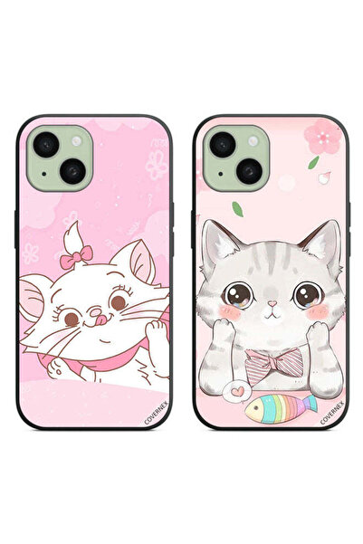 Covernex حافظتان واقيتان لهاتف Apple iPhone 15 بتصميم قطة وسمكة قطة