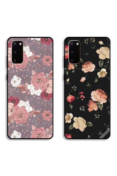 Covernex حافظتان لهاتف سامسونج جالكسي S20 بغطاءين واقيين بخلفية زهرية وزهرة لوتس ملونة