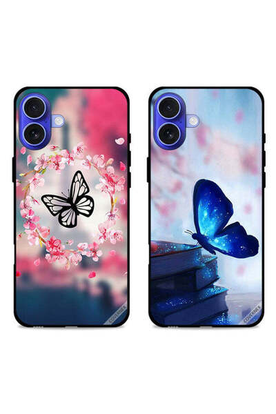 Covernex حافظتان واقيتان لهاتف Apple iPhone 16 Plus بتصميم فراشة في حلقة وفرا...