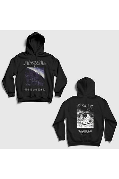Presmono Унисекс черен суитшърт с качулка и щампа Bergtatt Metal Ulver Back 552990tt