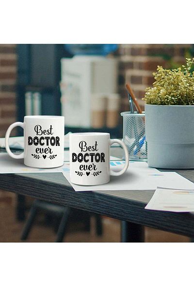 Story of candle Ceramic Mug with 'Best Doctor' Design in White Color