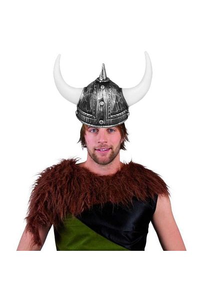 partidolu Halloween Mega Horned Plastic Viking Warrior Καπέλο για ενήλικες Ασημί αντίκα χρώμα