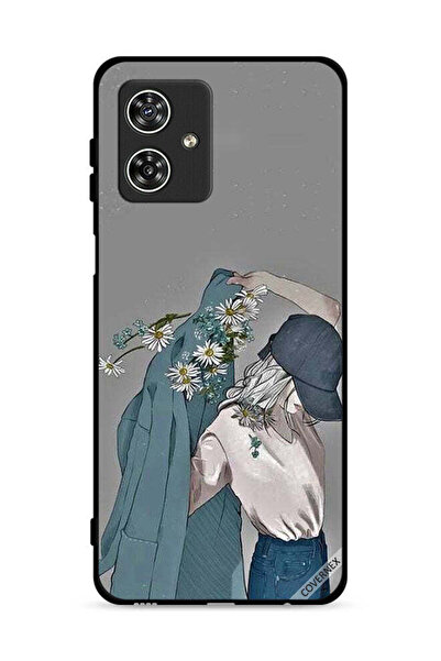 Covernex غطاء حماية لهاتف موتورولا موتو جي 54 5G، رسم فتاة ترتدي معطفًا