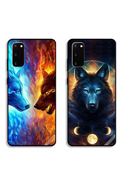 Covernex حافظتان لهاتف سامسونج جالكسي S20 - غطاءان واقيان بتصميم الذئب والفضاء