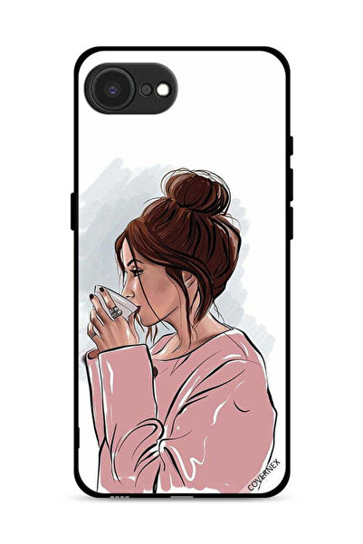 Covernex غطاء حماية لجهاز Apple iPhone 16e بتصميم فتاة تشرب الشاي
