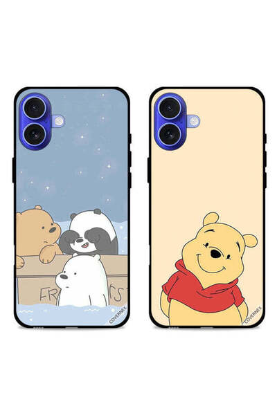 Covernex حافظتان واقيتان لهاتف Apple iPhone 16، أغطية Bear Friends وHappy Bear