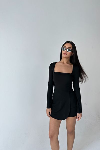 World Fashion Trends Back Zipper Long Sleeve Shorts Jumpsuit