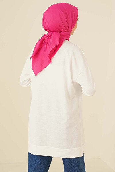 Smy moda Women's Seasonal Loose Crew Neck Embroidered Long Hijab Tunic Long Sports Model Seasonal Tunic