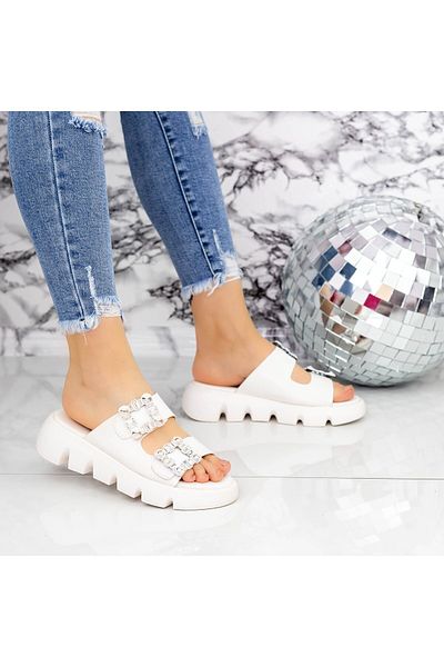 mei Women's Slippers 2WS10 White