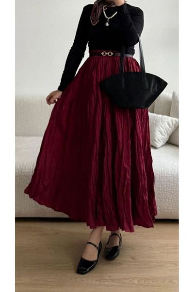 GALAVİP FUSTĂ CRINKLE BORDO