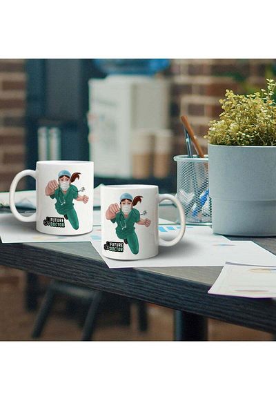 Story of candle Ceramic Mug with 'Future Doctor' Design in White