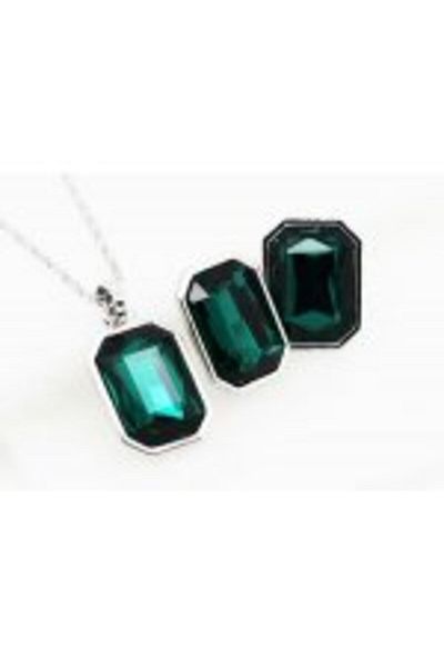 Kelan Set bijuterii Saphir Royal – eleganță cu cristale Big Green Royal, placat cu argint S925