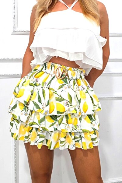 FashionForYou VareLa culotte skirt, with layered ruffles and fixed belt, Lamai