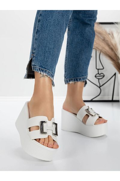 mei Women's Platform Slippers 5WL56 White |
