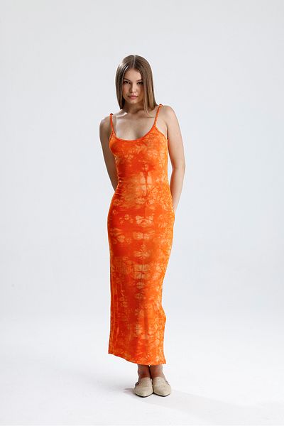 Sense Φόρεμα Lycra Viscose με λουράκι με σχισμή |   ELB35782 ΠΟΡΤΟΚΑΛΙ ΒΑΘΥ