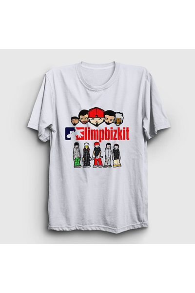 Presmono Unisex Λευκό λογότυπο Limp Bizkit T-Shirt 554561tt