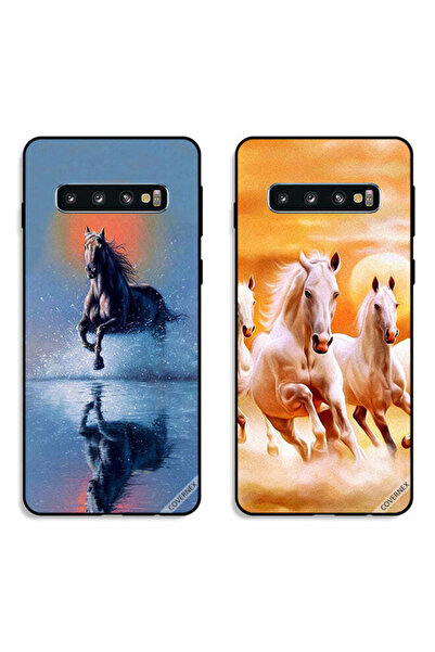 Covernex حافظتان واقيتان لهاتف سامسونج جالاكسي S10 بلس - خيول تركض