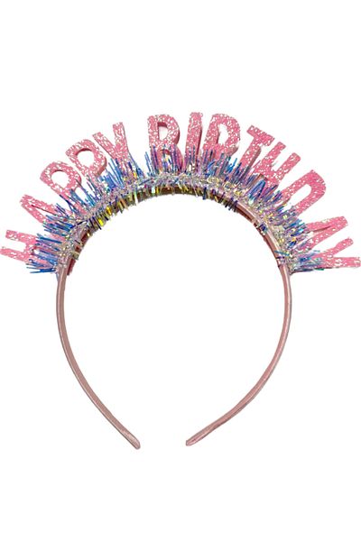 fustite cu luminite Pink Birthday Headband with Glitter
