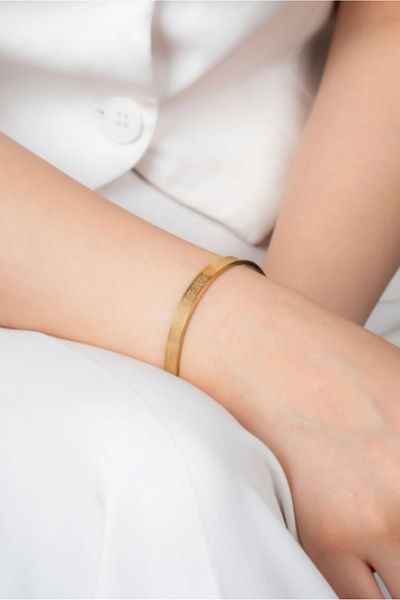 İslam Saati Matte Gold Color Steel Ayetel Kursi Written Bracelet 6mm