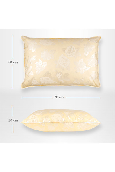 Pernador Set of 2 goose down and feather pillows, 50x70 cm, Cream with silver roses