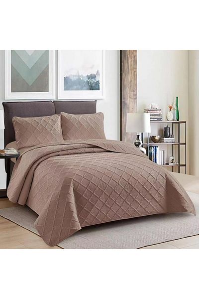 Pucioasa Double quilted bedspread, Sulfur, Brown