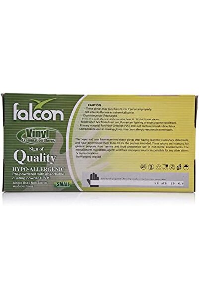 Falcon Vinyl Gloves - Clear Pre-Powdered (Small) 100 Pieces, Unisex