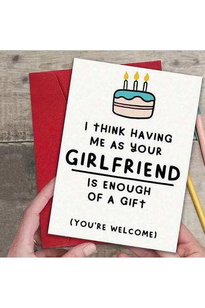 saratremo Funny Greeting Card for Boyfriend – In English, with Red Envelope (16x12 cm)