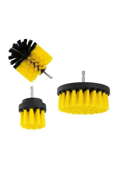 divendi-ro Set of 3 plastic rotating brushes for cleaning surfaces, with adapter, for electric screwdriver