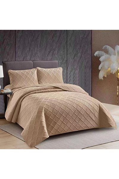 Pucioasa Double quilted bedspread, Sulfur, Cappuccino