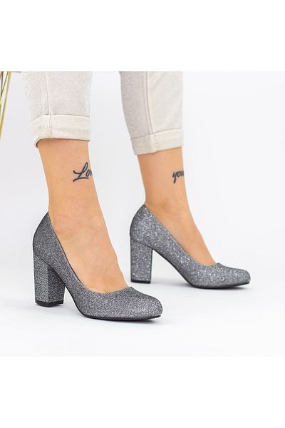 mei Chunky Heel Shoes 2YXD27 Guncolor |