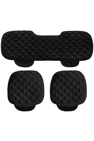 DAR Set of 3 Premium Car Seat Covers for Front and Back Seats, with Organizer Pockets, Black