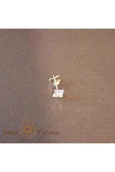 saratremo Cercei unisex din argint 925 cu cristal de zirconiu alb, pătrați, 4 mm