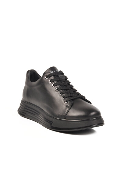 MARCOMEN Black Genuine Leather Anatomical Men's Casual Shoes