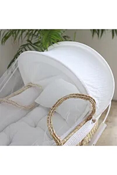 Fun Moment Moses Basket with Foldable Wooden Stand in White